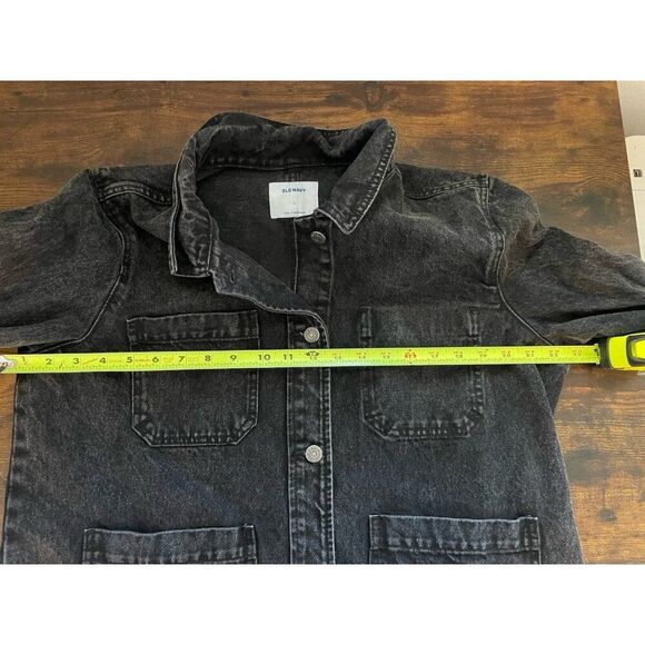 Old Navy Black Acid-Wash Jean Chore Jacket Women’s Denim Shacket Size L - Picture 4 of 4